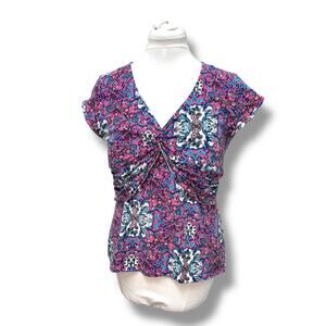 Bisou Bisou Women’s Floral Boustier Top, Pink, size XL